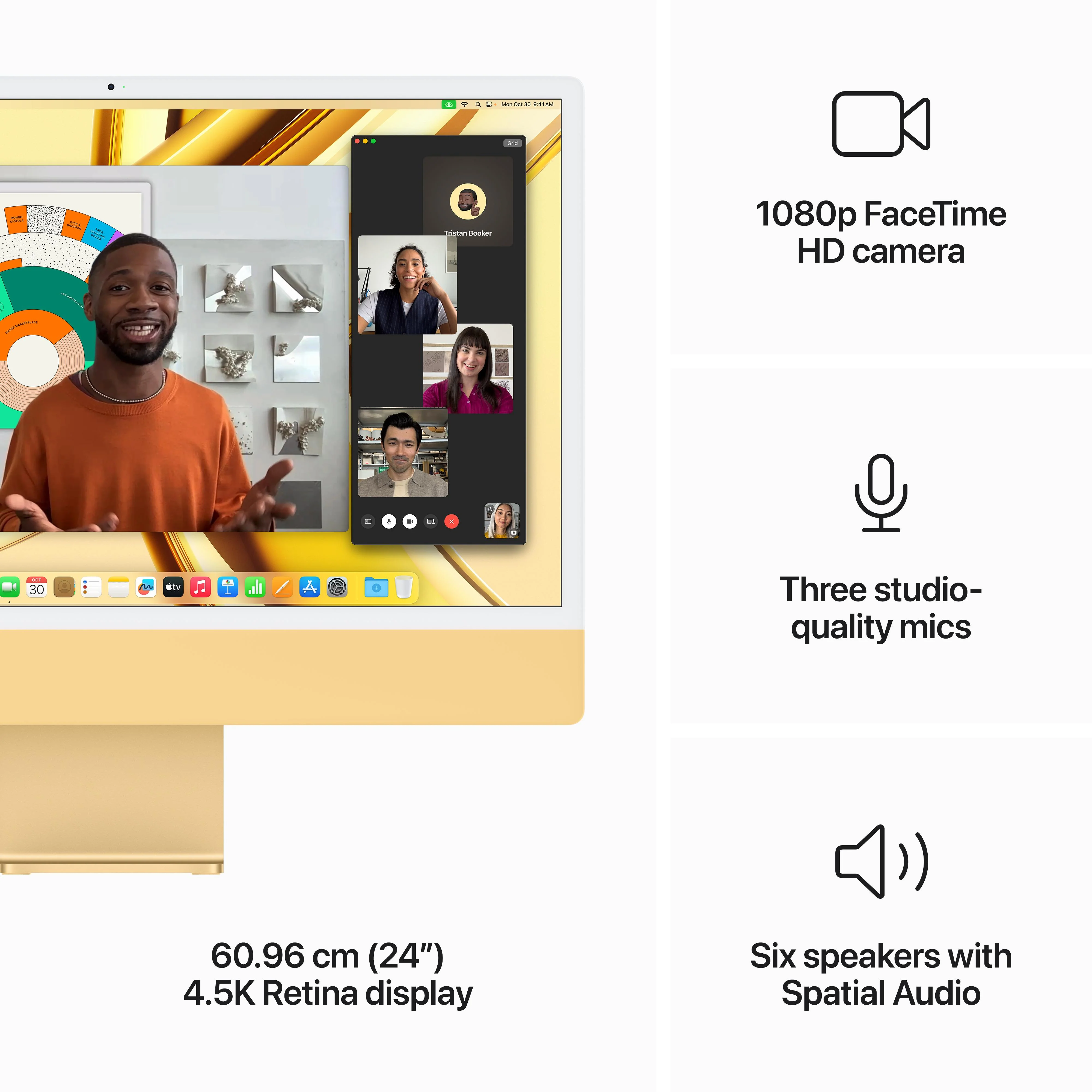 24-inch iMac with Retina 4.5K display: Apple M3 chip with 8‑core CPU and 10‑core GPU, 512GB SSD - Yellow - Image 5