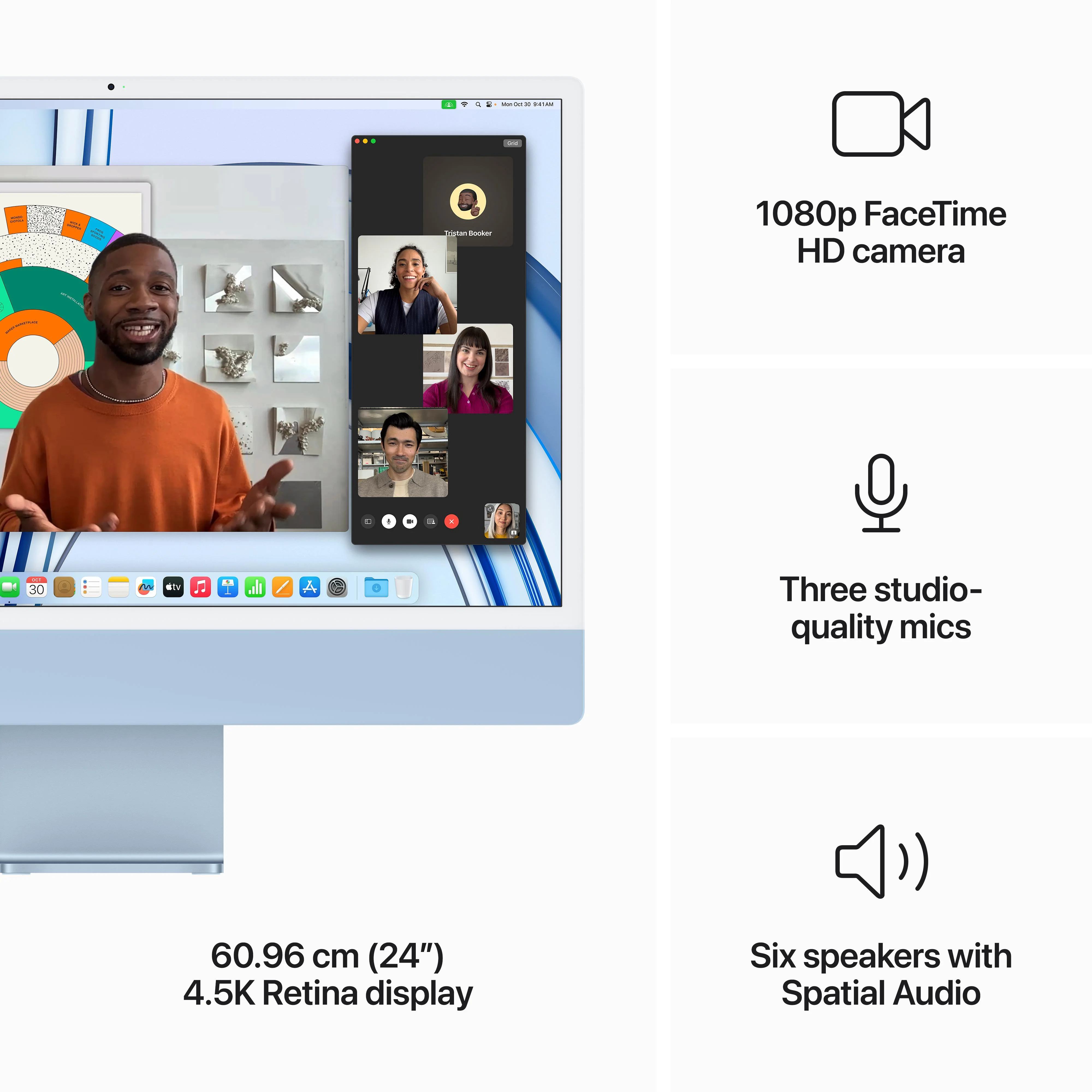24-inch iMac with Retina 4.5K display: Apple M3 chip with 8‑core CPU and 10‑core GPU, 512GB SSD - Blue - Image 5